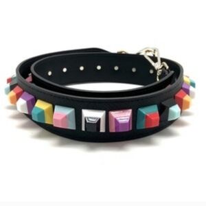 Colorful Rainbow Purse Strap With Pyramid Studs